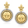 image:imageRossSimons 025 ct tw Diamond FleurDeLis Drop Earrings in 18kt Gold Over Sterling
