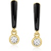 image:imageRossSimons 030 ct tw LabGrown Diamond Drop Earrings With Black Enamel in 18kt Gold Over Sterling