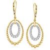 image:imageRossSimons 050 ct tw Diamond DoubleOval Beaded Drop Earrings in 18kt Gold Over Sterling