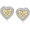 image:imageRossSimons 085 ct tw White and Yellow Diamond Heart Earrings in Sterling Silver