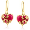image:imageRossSimons 1200 ct tw Ruby Heart and Floral Drop Earrings in 18kt Gold Over Sterling
