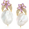 image:imageRossSimons 1215mm Cultured Baroque Pearl and 200 ct tw Amethyst Floral Drop Earrings With 30 ct tw White Topaz in 18kt Gold Over Sterling