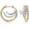 image:imageRossSimons 130 ct tw White Topaz MultiHoop Earrings in Sterling Silver and 18kt Gold Over Sterling
