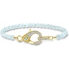 image:imageRossSimons 1400 ct tw Aquamarine Bead and 11 ct tw Diamond Lobster Clasp Bracelet With Single Swiss Blue Topaz in 18kt Gold Over Sterlingaquamarine