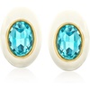 image:imageRossSimons 14kt Yellow GoldPlated Earrings With Simulated Swiss Blue Topaz and White Enamel