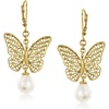 image:imageRossSimons 14kt Yellow GoldPlated Filigree Butterfly Drop Earrings With 885mm Cultured Pearls