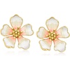 image:imageRossSimons 14kt Yellow GoldPlated Flower Earrings With White and Pink Enamel
