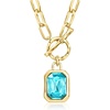 image:imageRossSimons 14kt Yellow GoldPlated Necklace With BezelSet Simulated Swiss Blue Topaz 18 inches