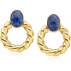 image:imageRossSimons 14kt Yellow GoldPlated Twisted Hoop Earrings With Lapis