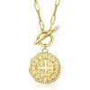 image:imageRossSimons 18kt Gold Over Sterling Replica Etruscan Coin Paper Clip Link Toggle NecklaceNo Gemstone