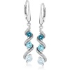 image:imageRossSimons 200 ct tw Tonal Blue Topaz Spiral Drop Earrings With 10 ct tw Diamonds in Sterling Silver