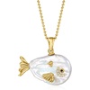 image:imageRossSimons 420mm Cultured Baroque Pearl Fish Pendant Necklace With White Topaz and Single Black Spinel in 18kt Gold Over Sterling18 Inches