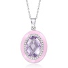 image:imageRossSimons 525 Carat Amethyst and 30 ct tw White Zircon Pendant Necklace With Pastel Pink Enamel in Sterling Silver 18 inches