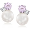image:imageRossSimons 65mm Cultured Pearl and 50 ct tw Amethyst Earrings With 10 ct tw LabGrown Diamonds in Sterling Silver