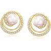 image:imageRossSimons 6mm Cultured Pearl Swirl Earrings With 23 ct tw LabGrown Diamonds in 18kt Gold Over Sterling