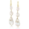 image:imageRossSimons 713mm Cultured Oval and Baroque Pearl Drop Earrings in 18kt Gold Over Sterling