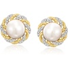 image:imageRossSimons 775mm Cultured Pearl and 11 ct tw Diamond Earrings in 18kt Gold Over Sterling