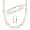 image:imageRossSimons 89mm Cultured Pearl Jewelry Set Bracelet Necklace and Drop Earrings With Sterling Silver 18 inches