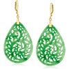 image:imageRossSimons Carved Jade Teardrop Earrings in 18kt Gold Over Sterling