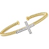 image:imageRossSimons Charles Garnier Grace 50 ct tw CZ Sideways Cross Cuff Bracelet in 18kt Gold Over Sterling With Sterling Silver 75 inches