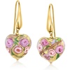 image:imageRossSimons Golden and Rose Murano Glass Heart Drop Earrings in 18kt Gold Over Sterling