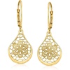 image:imageRossSimons Italian 14kt Yellow Gold Openwork Floral Lace Teardrop Earrings