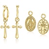 image:imageRossSimons Italian 18kt Gold Over Sterling Jewelry Set Hoop Earrings and 2 Pairs Of Interchangeable Religious Drops