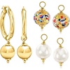 image:imageRossSimons Italian 18kt Gold Over Sterling Jewelry Set Hoop Earrings and 3 Pairs Of Interchangeable Drops