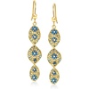 image:imageRossSimons Italian Tonal Blue Enamel Floral Twisted Drop Earrings in 18kt Gold Over Sterling