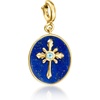 image:imageRossSimons Lapis Cross Charm With Single Swiss Blue Topaz in 18kt Gold Over Sterling