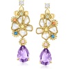 image:imageRossSimons MotherOfPearl and 550 ct tw MultiGemstone Flower Drop Earrings in 18kt Gold Over Sterling