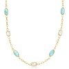 image:imageRossSimons MotherOfPearl and Larimar Station Necklace in 18kt Gold Over Sterling 18 inches