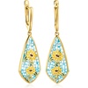 image:imageRossSimons MotherOfPearl and Multicolored Enamel Sunflower Mosaic Drop Earrings in 18kt Gold Over Sterling