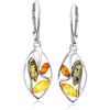 image:imageRossSimons Multicolored Amber Leaf Drop Earrings in Sterling Silver