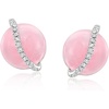 image:imageRossSimons Pink Jade and Diamond Swirl Earrings in Sterling Silver