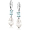 image:imageRossSimons RhodiumPlated Drop Earrings With Simulated Blue Gemstones and Pearls