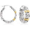image:imageRossSimons Sterling Silver and 18kt Gold Over Sterling Byzantine Bar Station Hoop Earrings