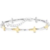 image:imageRossSimons Sterling Silver and 18kt Gold Over Sterling Cross Bracelet 7 inches