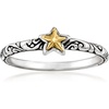 image:imageRossSimons Sterling Silver and 18kt Yellow Gold BaliStyle Star RingNo Gemstone