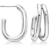image:imageRossSimons Sterling SilverPlated DoubleRow JHoop Earrings