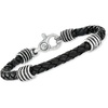 image:imageZina Sterling Silver Mens Braided Black Leather Bracelet 85 inches