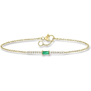 image:imagePure Collection by RossSimons 010 Carat Emerald and 11 ct tw Diamond Bar Bracelet in 14kt Yellow GoldEmerald