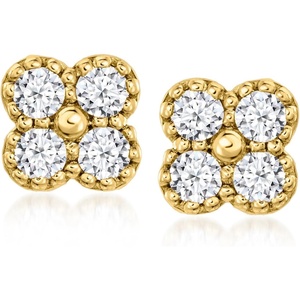 image:imagePure Collection by RossSimons 010 ct tw LabGrown Diamond Clover Earrings in 18kt Gold Over Sterling