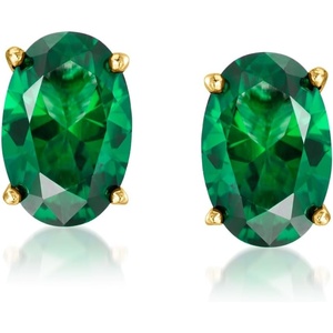 image:imagePure Collection by RossSimons 050 ct tw Oval LabGrown Emerald Stud Earrings in 18kt Gold Vermeil