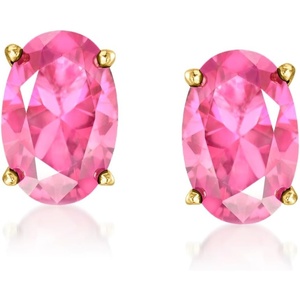 image:imagePure Collection by RossSimons 070 ct tw Oval LabGrown Pink Sapphire Stud Earrings in 18kt Gold Vermeil