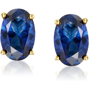 image:imagePure Collection by RossSimons 080 ct tw Oval LabGrown Sapphire Stud Earrings in 18kt Gold Over Sterling