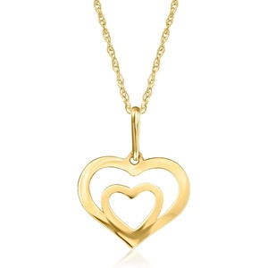 image:imagePure Collection by RossSimons 14kt Yellow Gold DoubleHeart Pendant NecklaceNo Gemstone