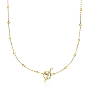 image:imagePure Collection by RossSimons 18kt Gold Over Sterling Bead Station Toggle NecklaceNo Gemstone