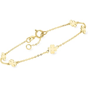 image:imagePure Collection by RossSimons Italian 10kt Yellow Gold Clover Station Braceletno gemstone