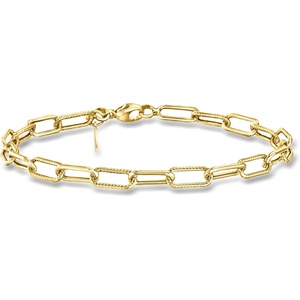 image:imagePure Collection by RossSimons Italian 14kt Yellow Gold Roped and Polished Paper Clip Link Braceletno gemstone